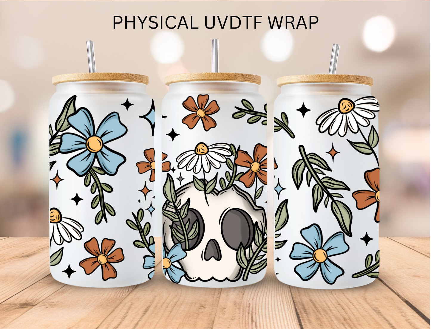 Floral Skeleton - 16 oz / 20 oz Libby UV DTF