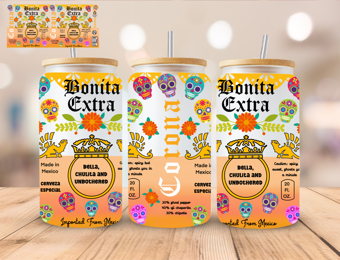 Bonita Extra Corona - 16 oz / 20 oz Libby UV DTF Wrap
