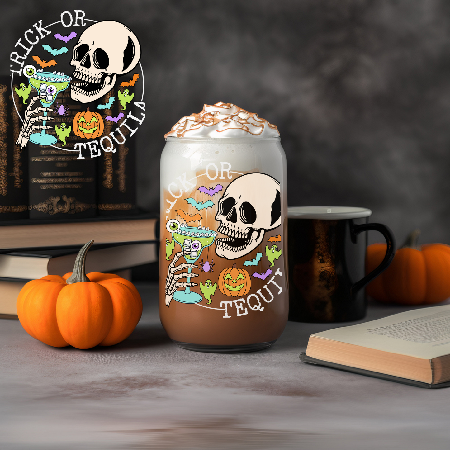 Halloween Trick Or Tequilla Skeleton (White) - UVDTF decals