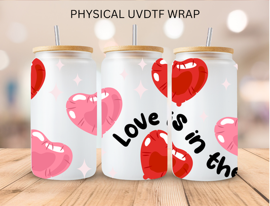 Valentines Metallic Hearts Love Is In The Air - 16 oz / 20 oz Libby UV DTF