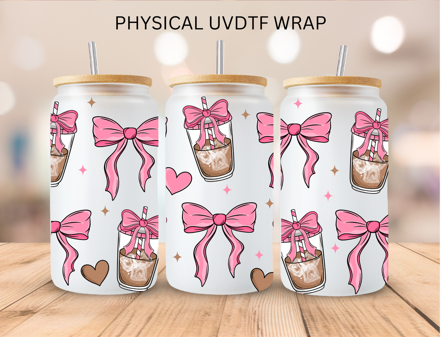 Coffee And Bows - 16 oz / 20 oz Libby UV DTF Wrap