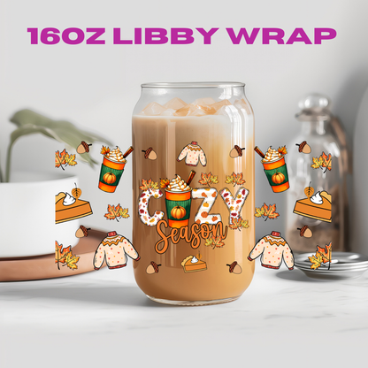 Autumn Falling Leaves Collection - 16 oz / 20 oz Libby UV DTF Wrap