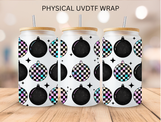 Black And White Christmas Ornaments - 16 oz / 20 oz Libby UV DTF Wrap