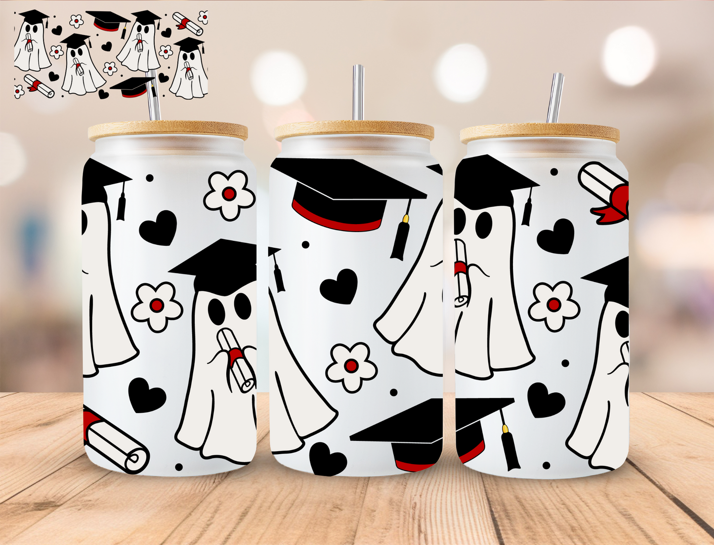 Graduate Ghost's - 16 oz / 20 oz Libby UV DTF Wrap