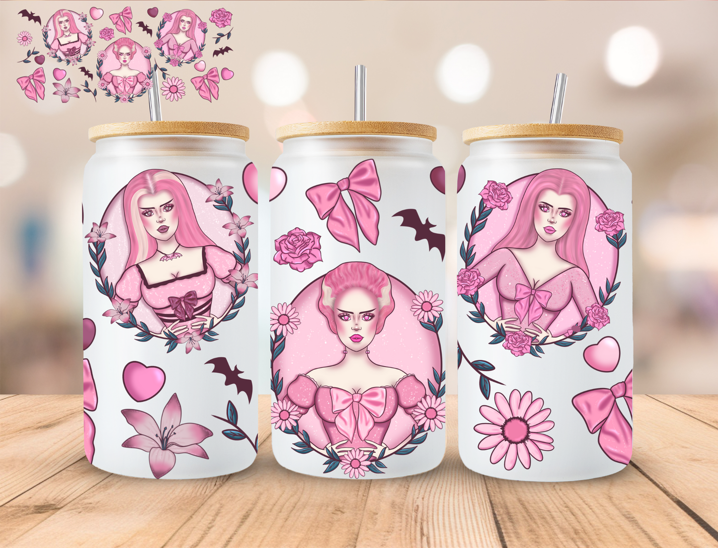 Halloween El Vira - 16 oz / 20 oz Libby UV DTF Wrap