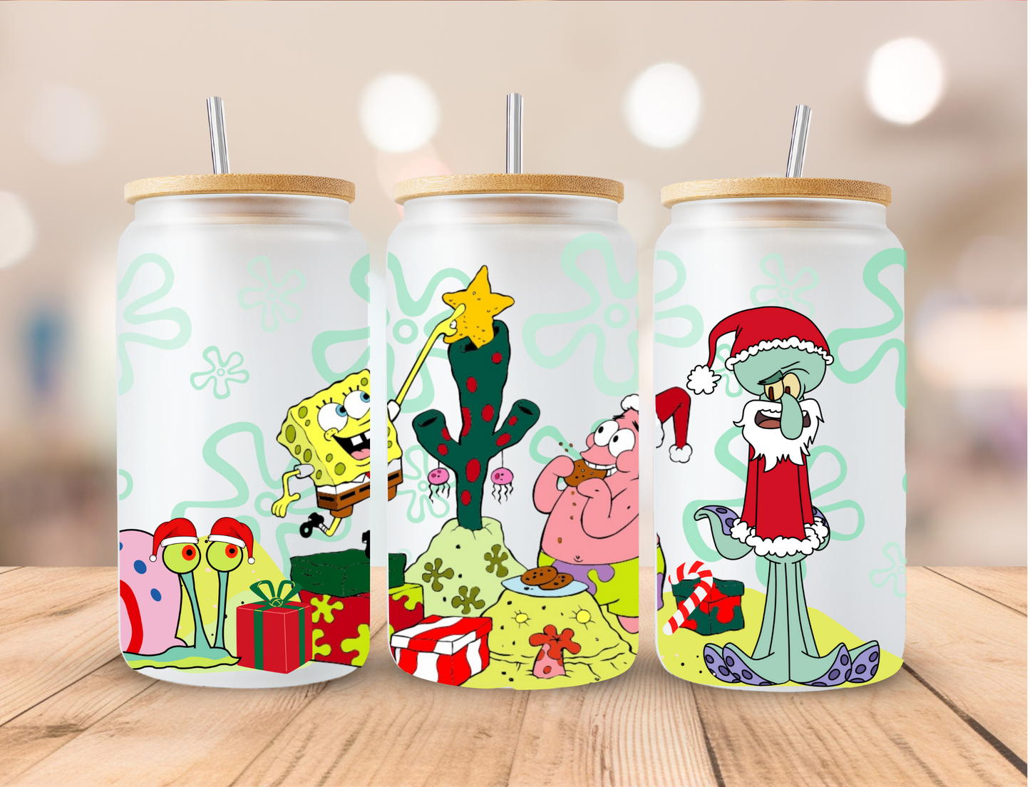 Christmas Sponge Friends - 16 oz / 20 oz Libby UV DTF Wrap