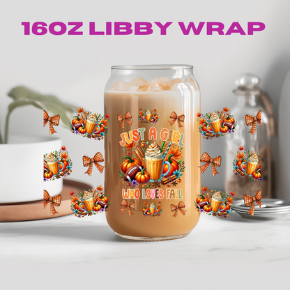 Autumn Falling Leaves Collection - 16 oz / 20 oz Libby UV DTF Wrap
