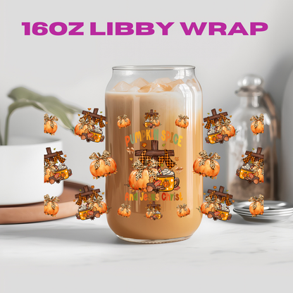 Autumn Falling Leaves Collection - 16 oz / 20 oz Libby UV DTF Wrap