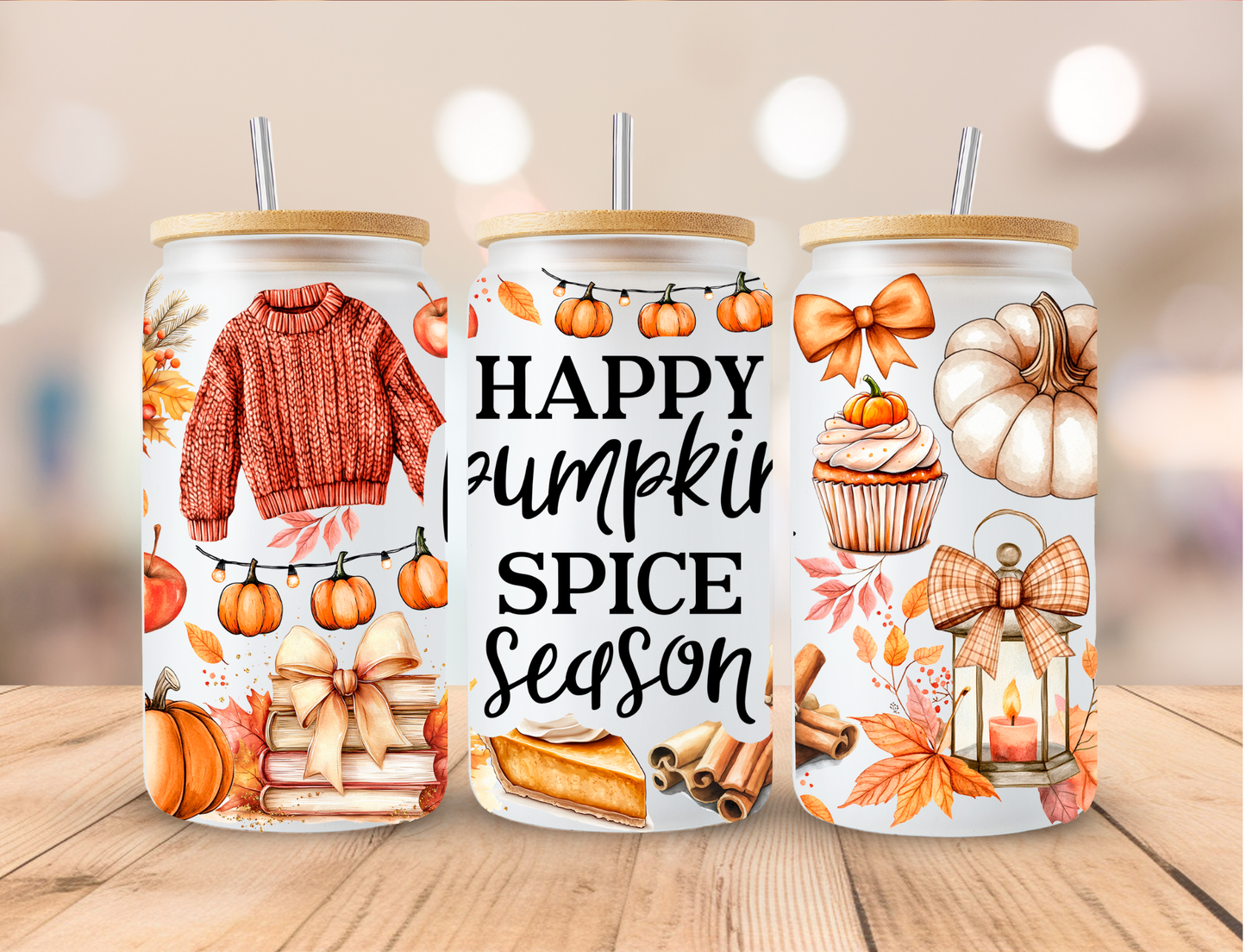 Happy Pumpkin Spice Season - 16 oz / 20 oz Libby UV DTF Wrap