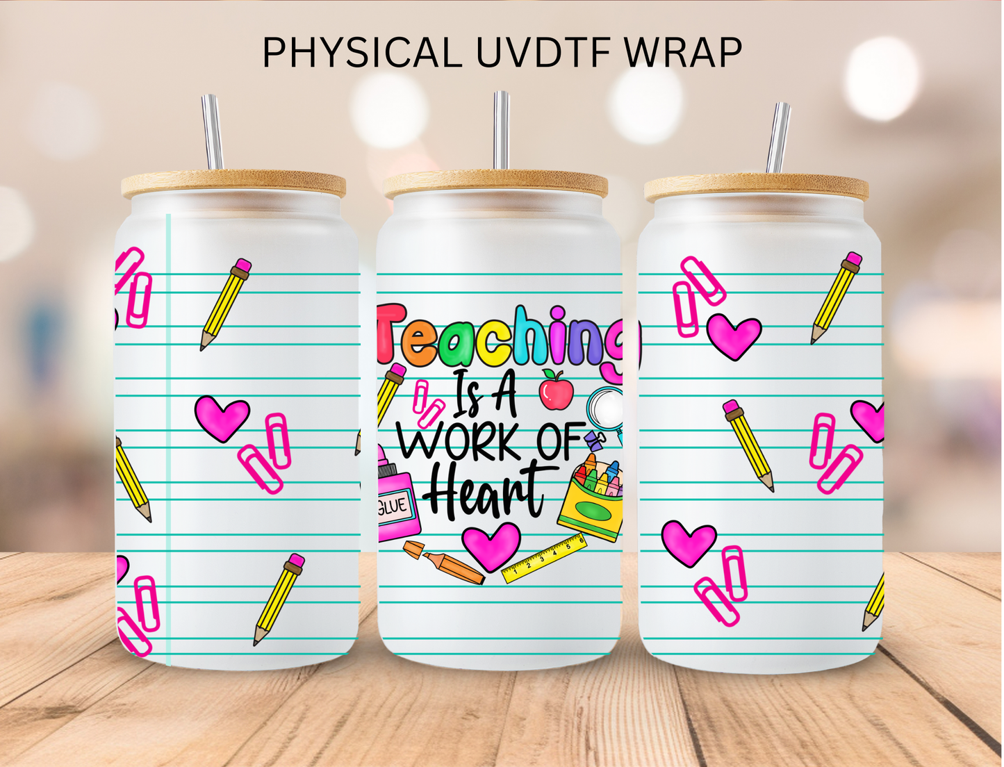 School Paper Teacher - 16 oz / 20 oz Libby UV DTF