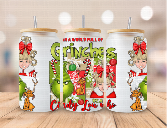 Christmas In A World og Grinches - 16 oz / 20 oz Libby UV DTF Wrap