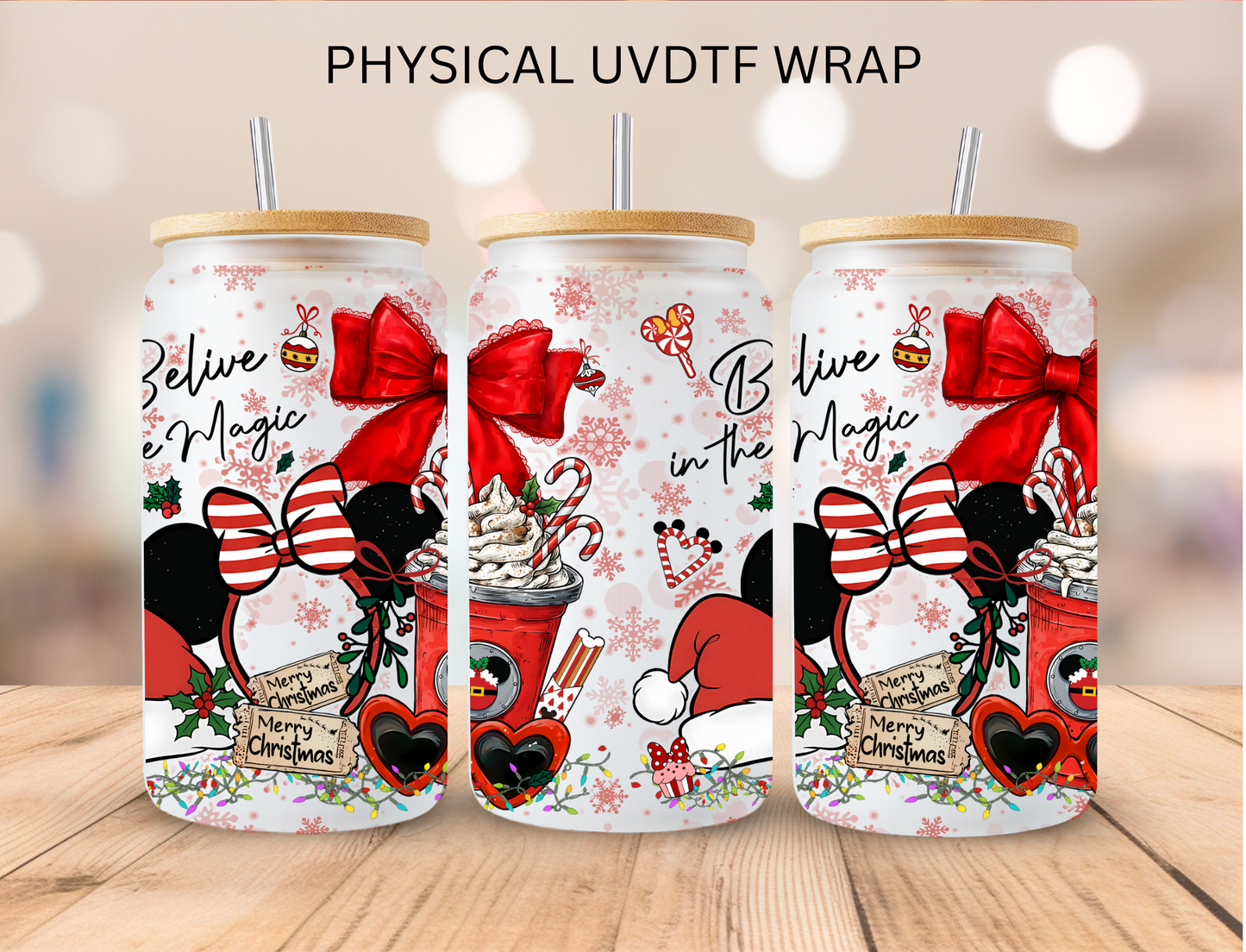 Christmas Believe In The Magic - 16 oz / 20 oz Libby UV DTF Wrap