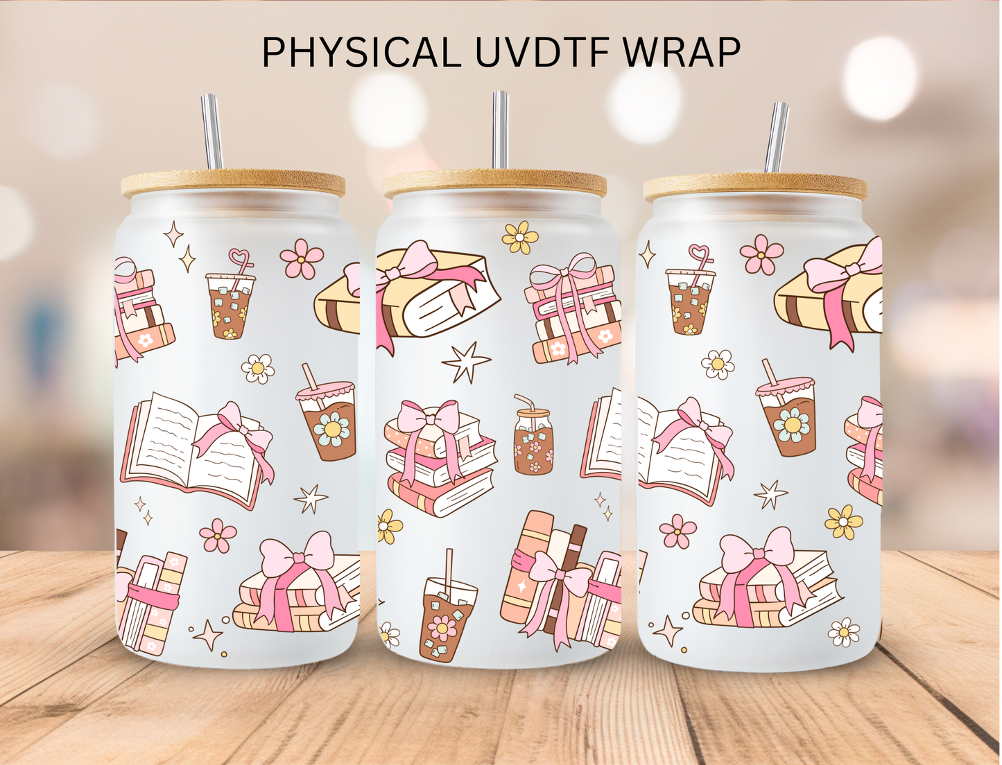 Bookish Stacked Books And Coffee - 16 oz / 20 oz Libby UV DTF