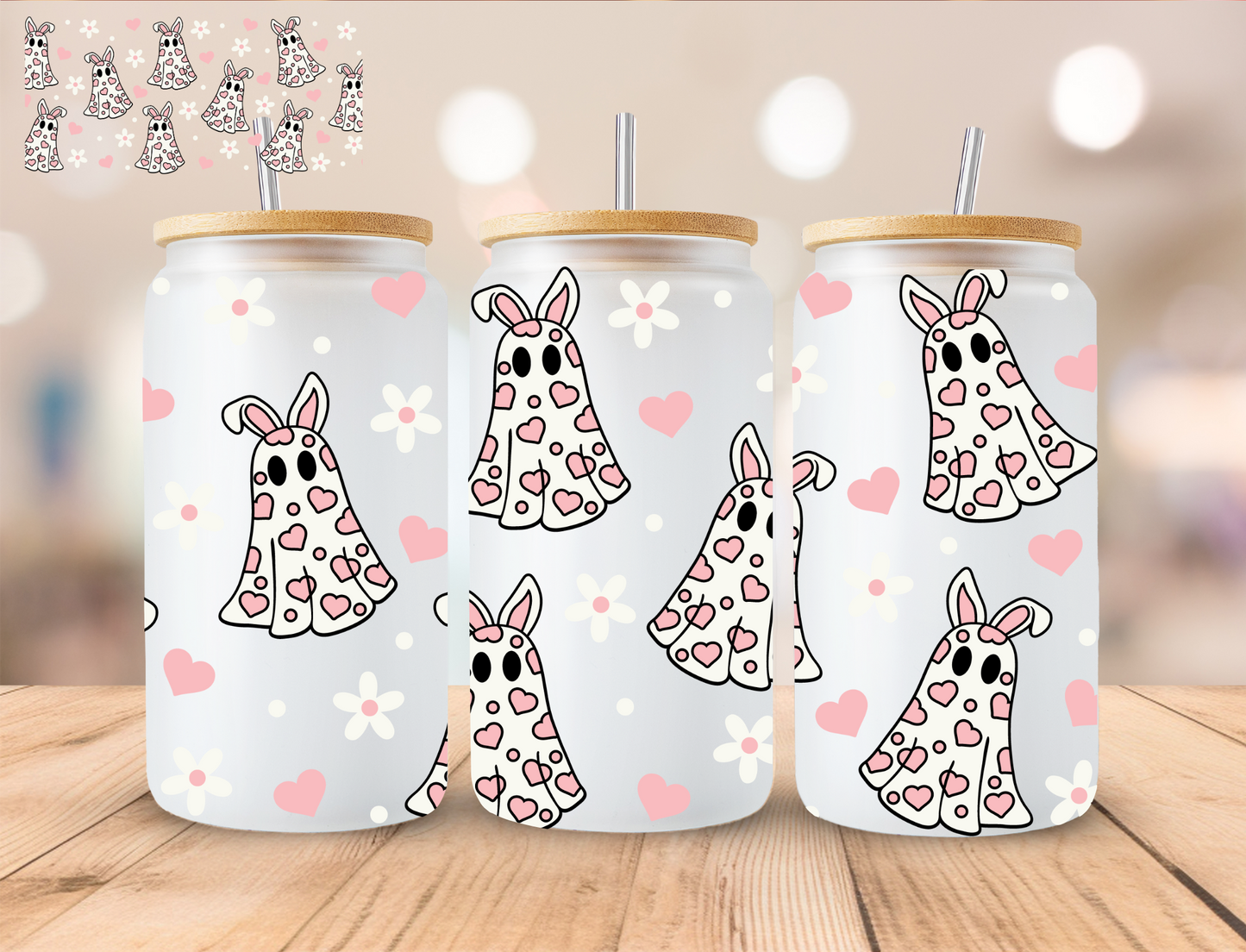 Easter Ghost - 16 oz / 20 oz Libby UV DTF Wrap