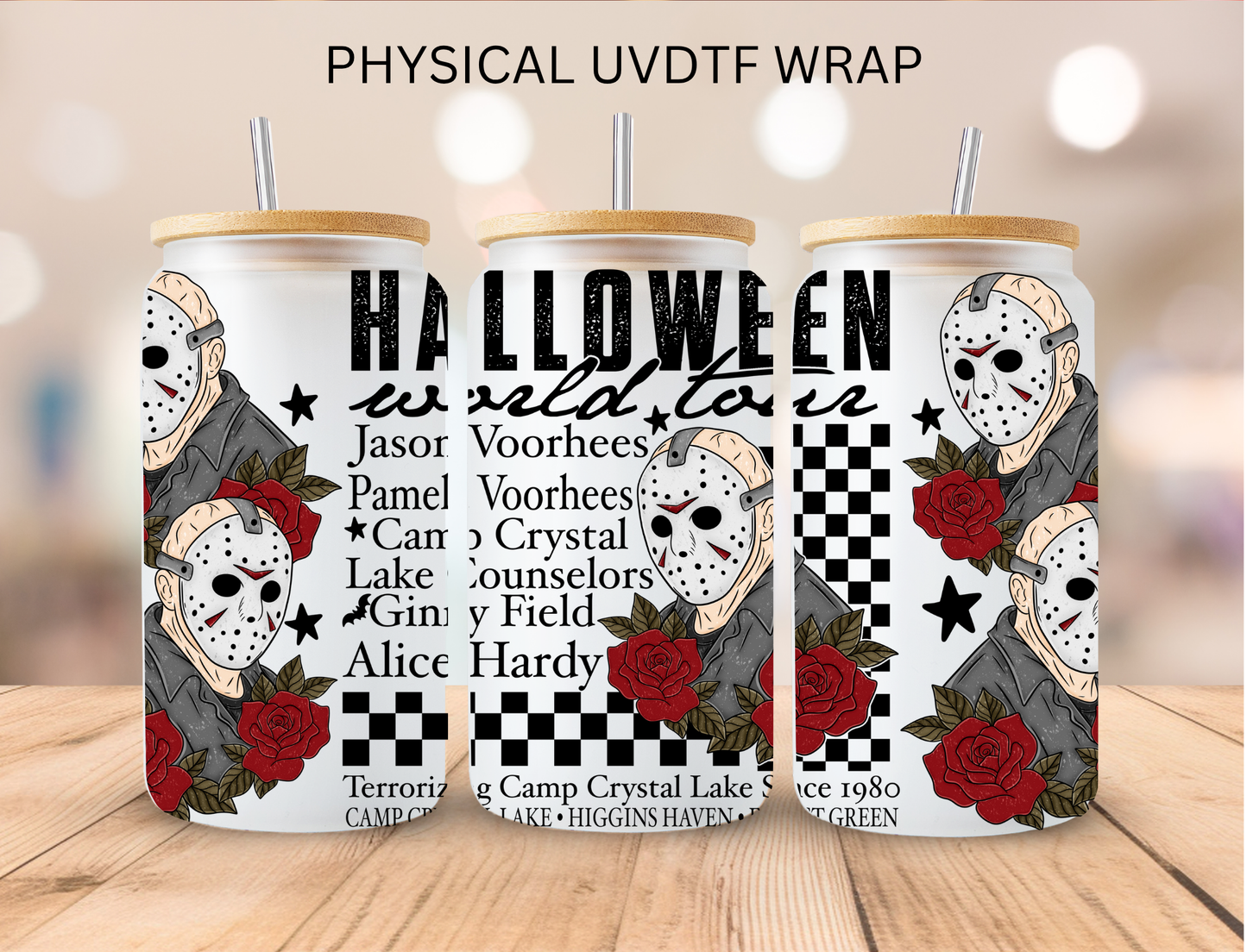 Halloween Rose Jason- 16 oz / 20 oz Libby UV DTF Wrap