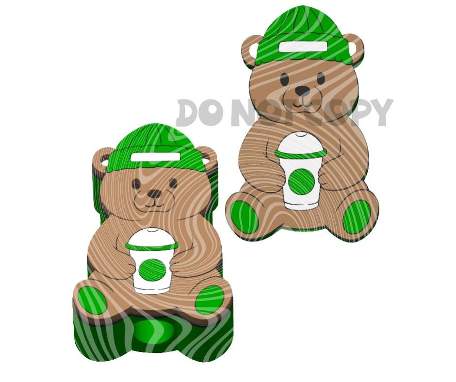 Full Body Bearista Coffee Bear - 3D Printed Straw Topper