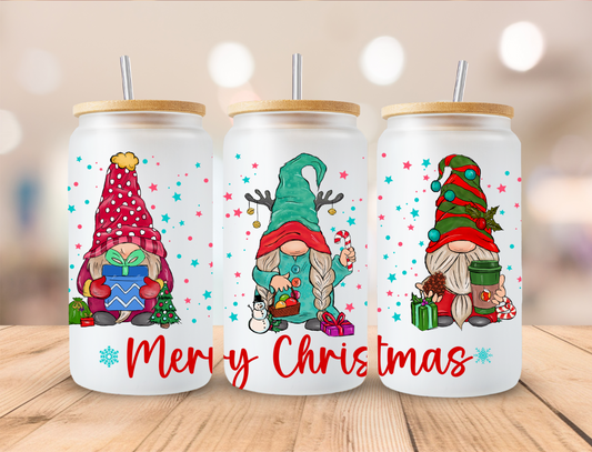 Gnomes Merry Christmas - 16oz Libby UV DTF Wrap