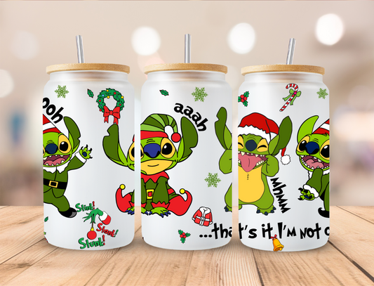 Christmas Green Alien That's It I'm Not Going - 16oz Libby UV DTF Wrap