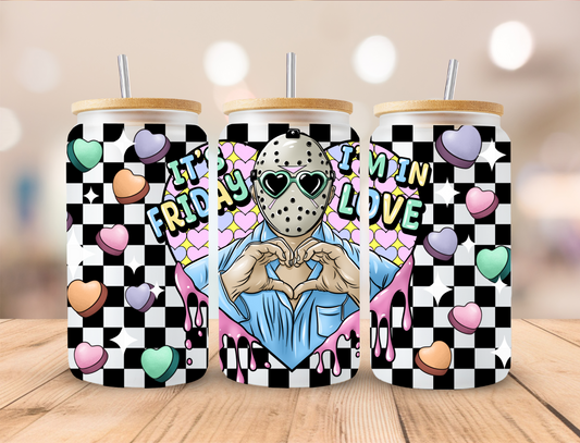 Valentine's It's Friday I Love You Jason Mask - Libby UV DTF Wrap EXCLUSIVE DESIGNED