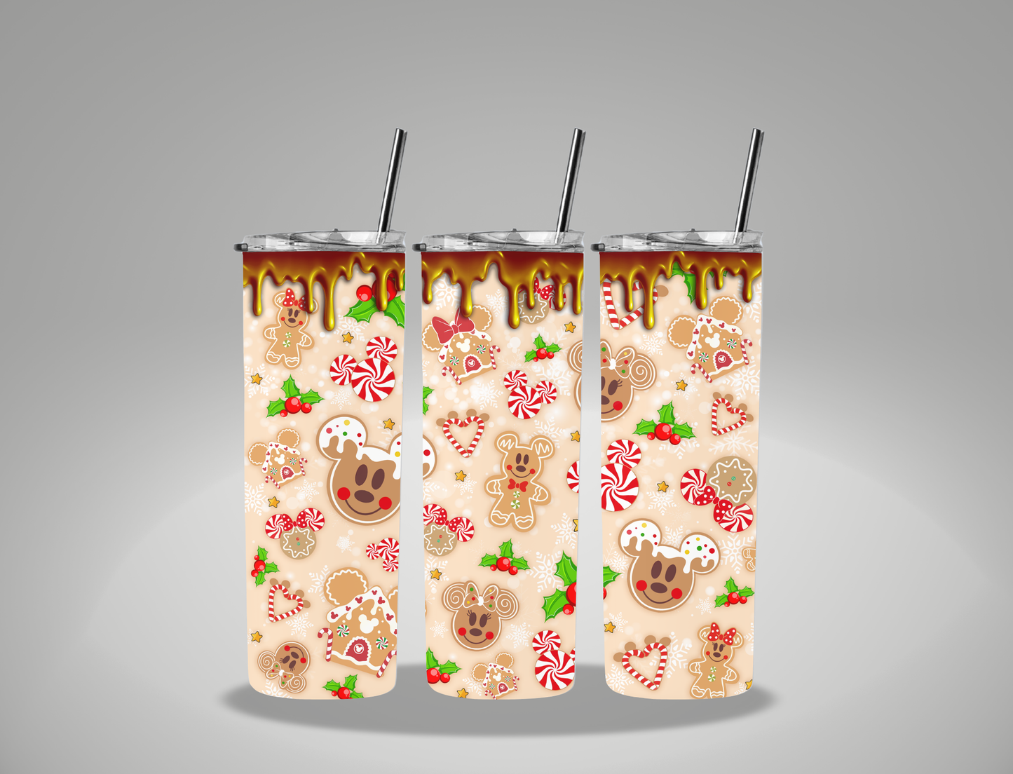 Christmas Drip Gingerbread - 20oz Skinny Tumbler / 25 Oz Glass Tumbler Wrap