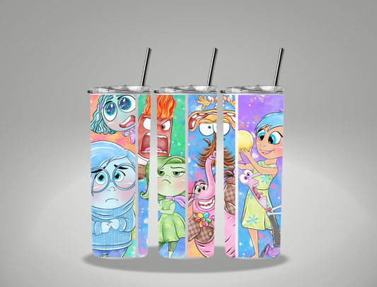 Emotion Characters - 20oz Skinny Tumbler / 25 Oz Glass Tumbler Wrap