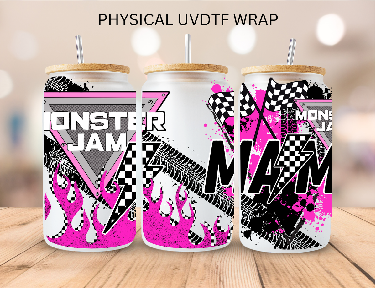Pink Monster Jam Mama - 16 oz / 20 oz Libby UV DTF