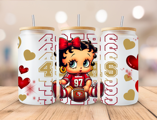 Football Boop 49ers - 16 oz Libby UV DTF Wrap EXCLUSIVE DESIGNED