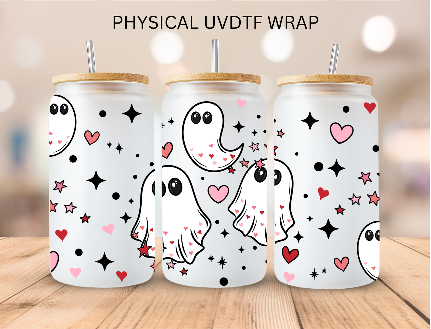 Valentine Pink Ghosties - 16 oz / 20 oz Libby UV DTF