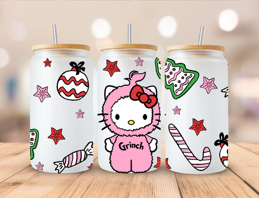 Christmas Kitty - 16 oz Libby UV DTF Wrap