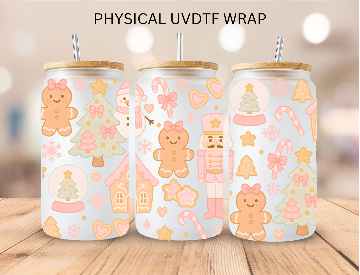 Christmas Pastel Nutcracker Mashup - 16 oz / 20 oz Libby UV DTF Wrap