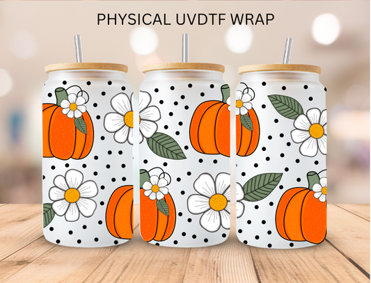 Fall Floral Pumpkins - 16 oz / 20 oz Libby UV DTF Wrap