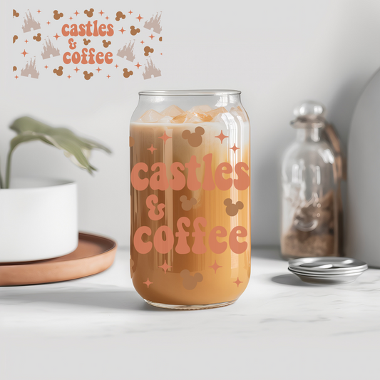 Castles And Coffee - 16 oz Libby UV DTF Wrap