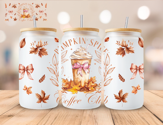 Fall Pumpkin Spice Coffee Club - 16 oz / 20 oz Libby UV DTF Wrap