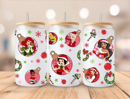 Christmas Princess Ornaments - 16oz Libby UV DTF Wrap
