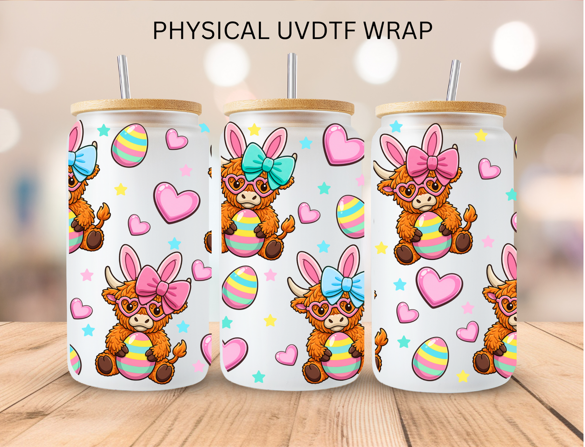 Easter Egg Highland Cows - 16 oz / 20 oz Libby UV DTF