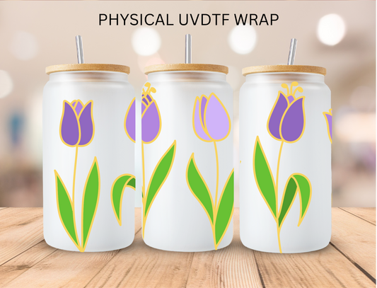 Purple Tulips - 16 oz / 20 oz Libby UV DTF Wrap