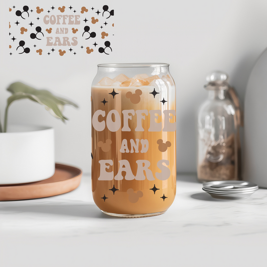 Coffee And Ears - 16 oz Libby UV DTF Wrap