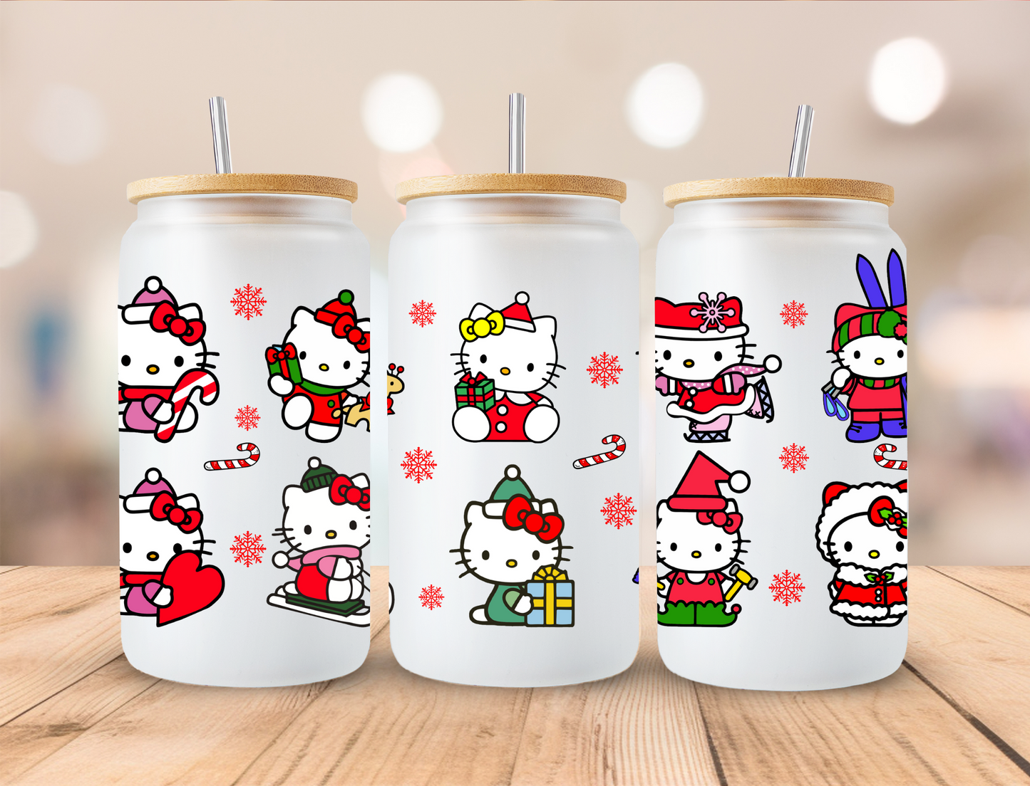 Kitty Christmas - 16oz Libby UV DTF Wrap