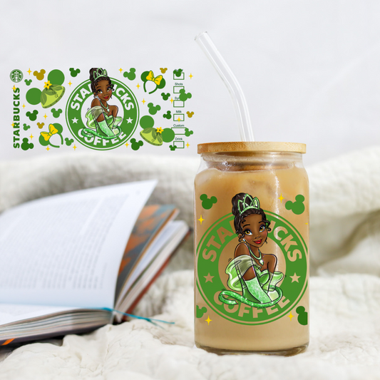 Frog Princess Coffee SB - 16 oz Libby UV DTF Wrap