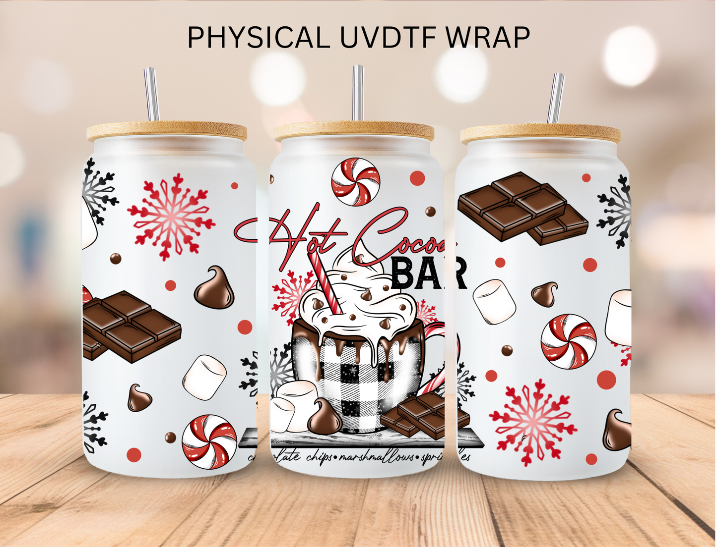 Christmas Hot Cocoa Bar - 16 oz / 20 oz Libby UV DTF Wrap