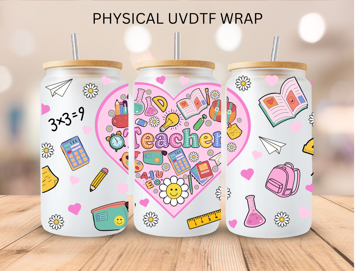 Teacher Heart - 16 oz / 20 oz Libby UV DTF