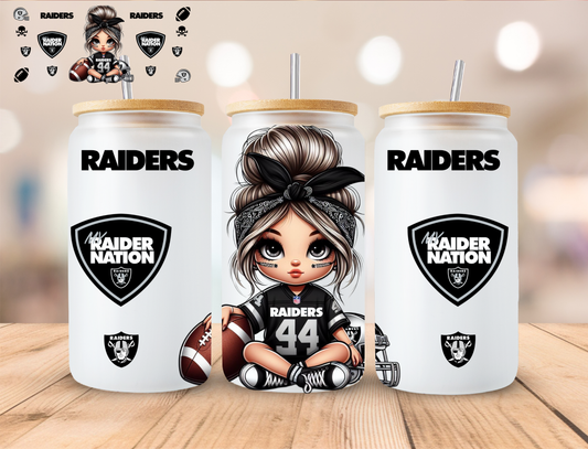 Football Raiders Girl - 16 oz / 20 oz Libby UV DTF Wrap