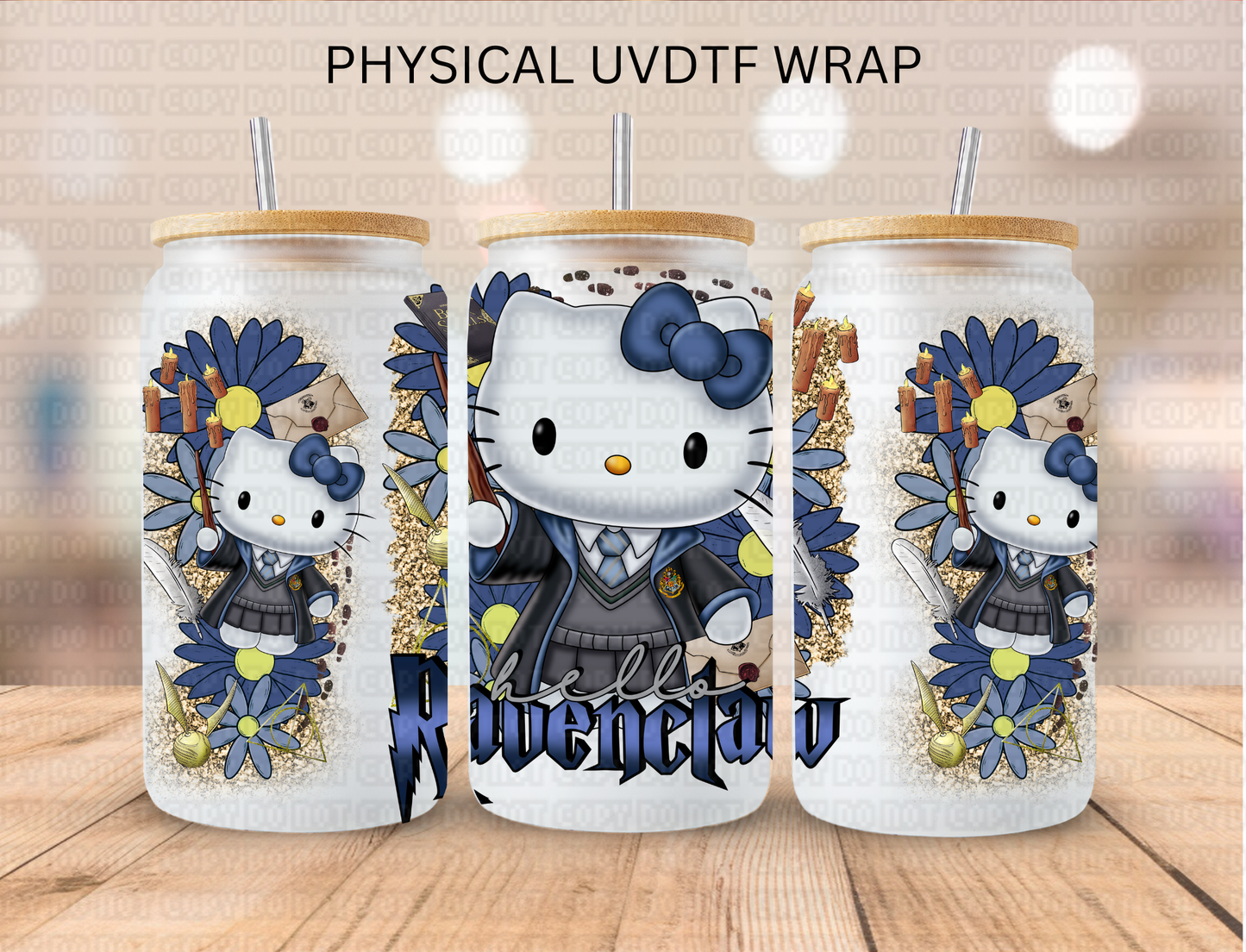 Kitty Blue Wizard House - 16 oz / 20 oz Libby UV DTF