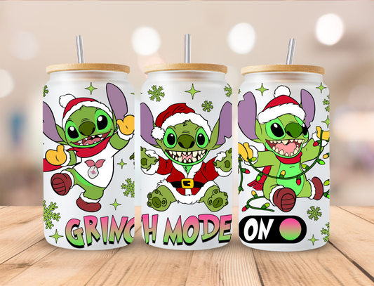Christmas Mean Green Mode On - 16oz Libby UV DTF Wrap