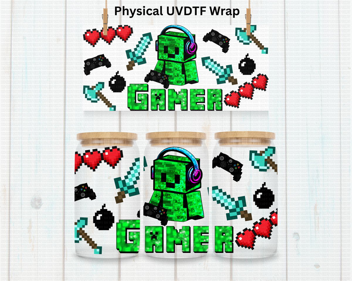 Green Block Gamer - 16 oz / 20 oz Libby UV DTF