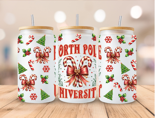 Christmas North Pole University - 16 oz / 20 oz Libby UV DTF Wrap