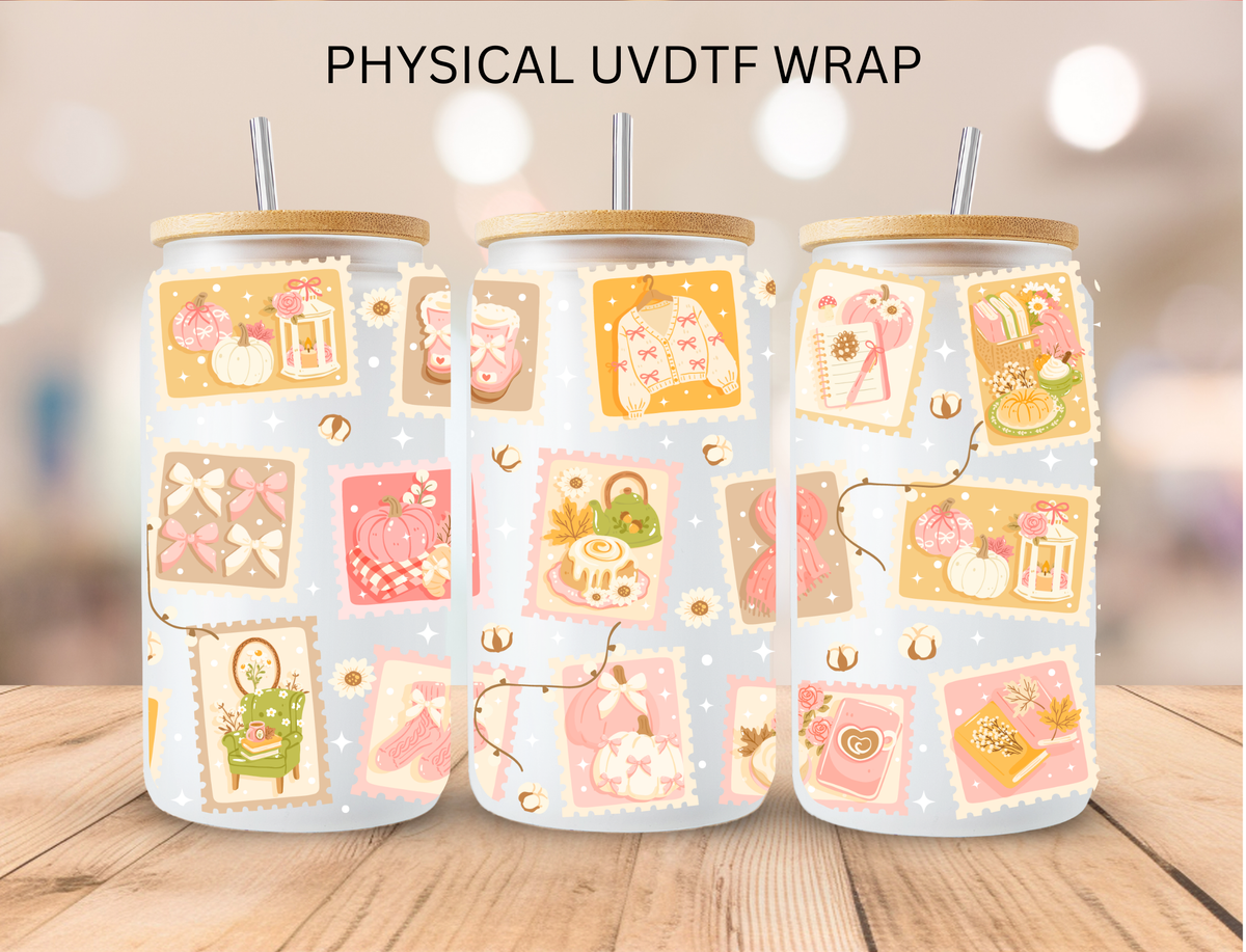 Pastel Christmas Stamps - 16 oz / 20 oz Libby UV DTF