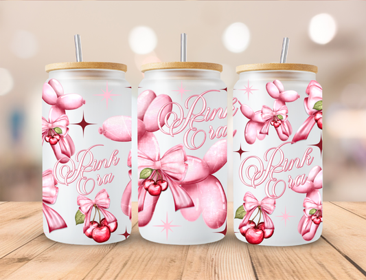 Valentines Pink Era Dog Balloon - 16 oz Libby UV DTF Wrap EXCLUSIVE DESIGNED