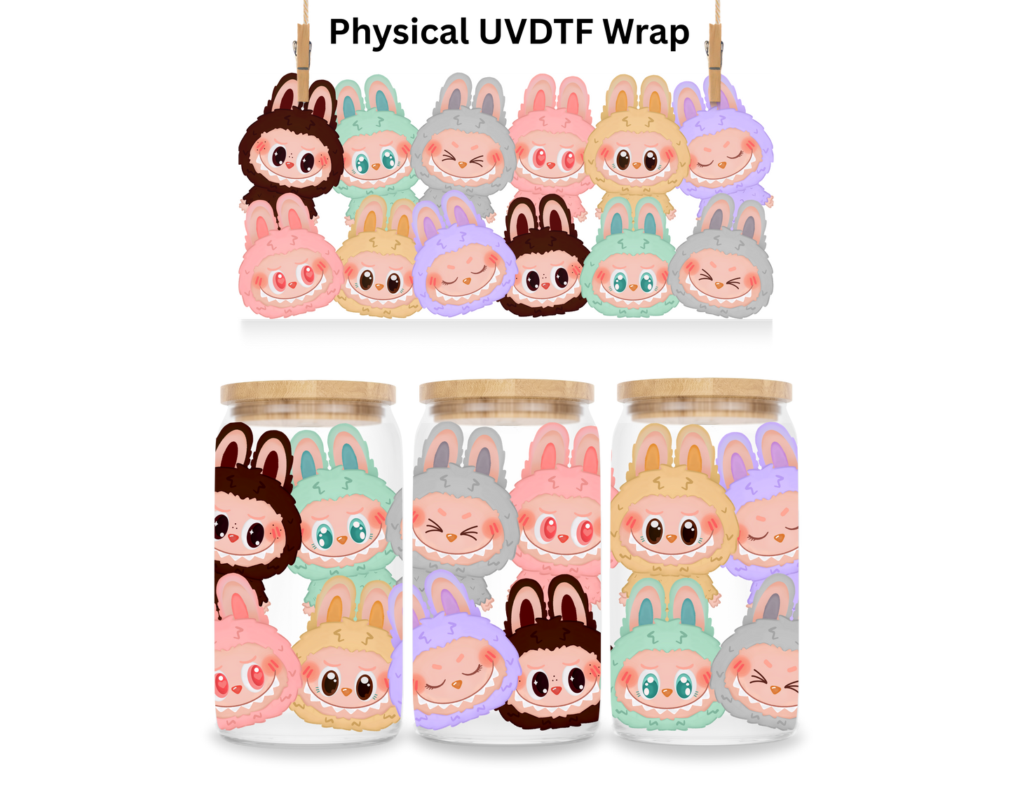 Multi Pastel LaBu Bear - 16 oz / 20 oz Libby UV DTF