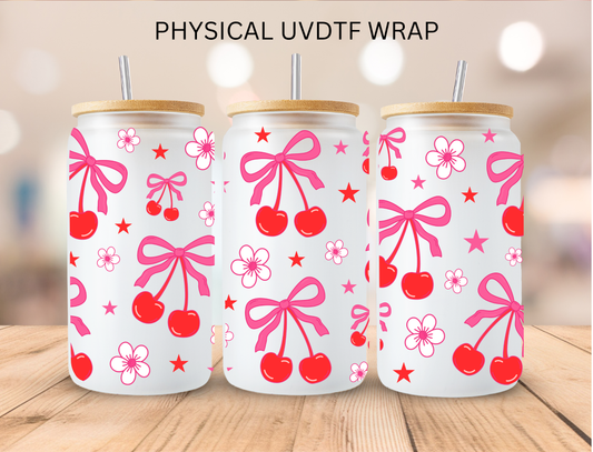 Cherries And Bows - 16 oz / 20 oz Libby UV DTF Wrap